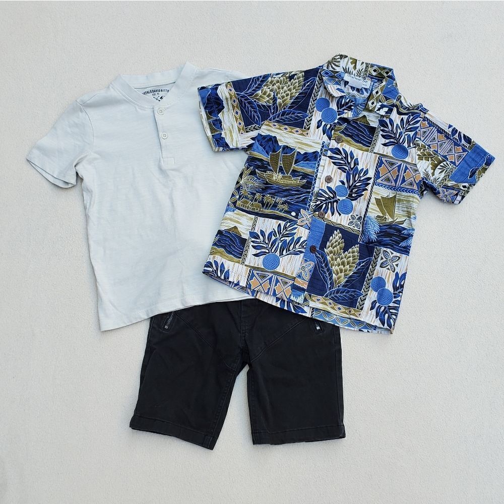 Bundle of 2 short sleeve shirts and 1 pair of shorts Size 6